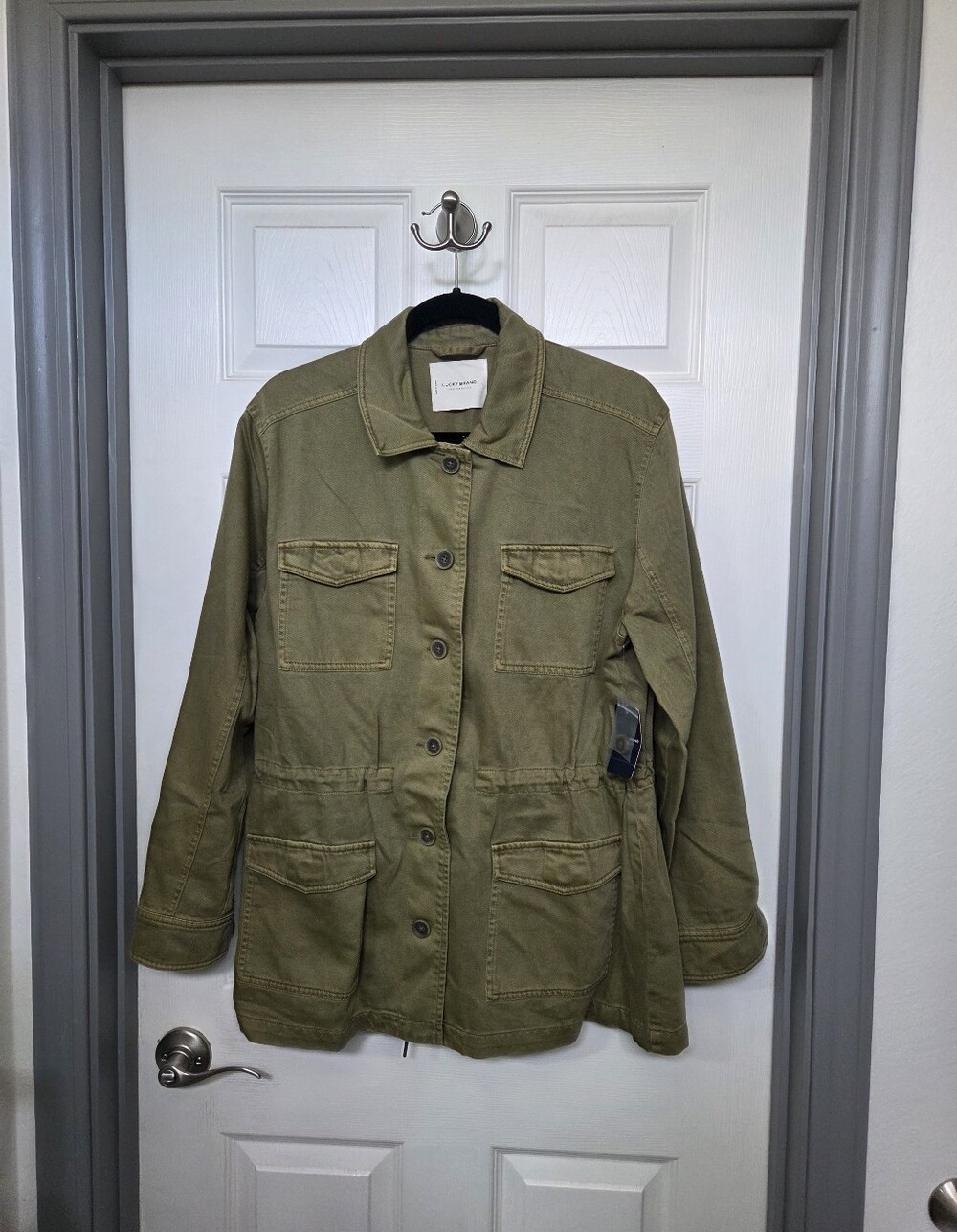 Lucky Brand Olive Green Utility Chore Jacket with Drawstring Waist Size Medium - Picture 2 of 8